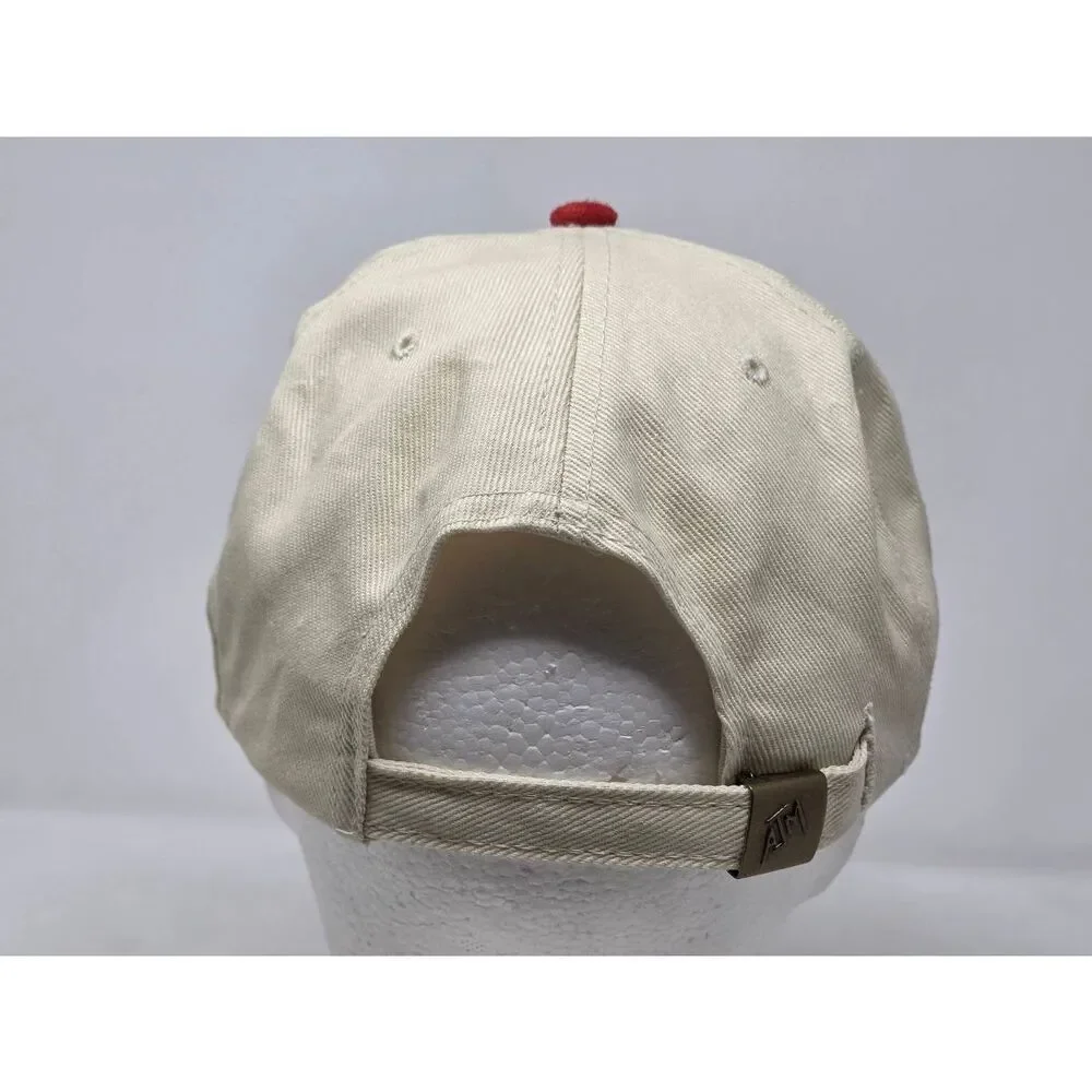 ALLIANCE PIPELINE CREAM RED SUEDE BASEBALL HAT CAP STRAPBACK NATURAL GAS